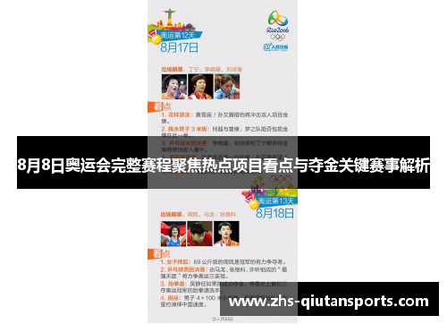 8月8日奥运会完整赛程聚焦热点项目看点与夺金关键赛事解析
